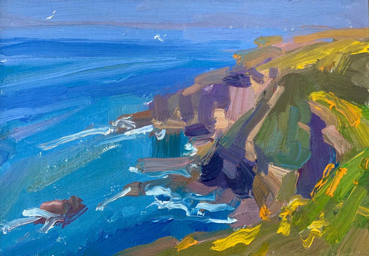 Lucy Kent,Devon-Cliffs,-30-x-35cm-framed-£680